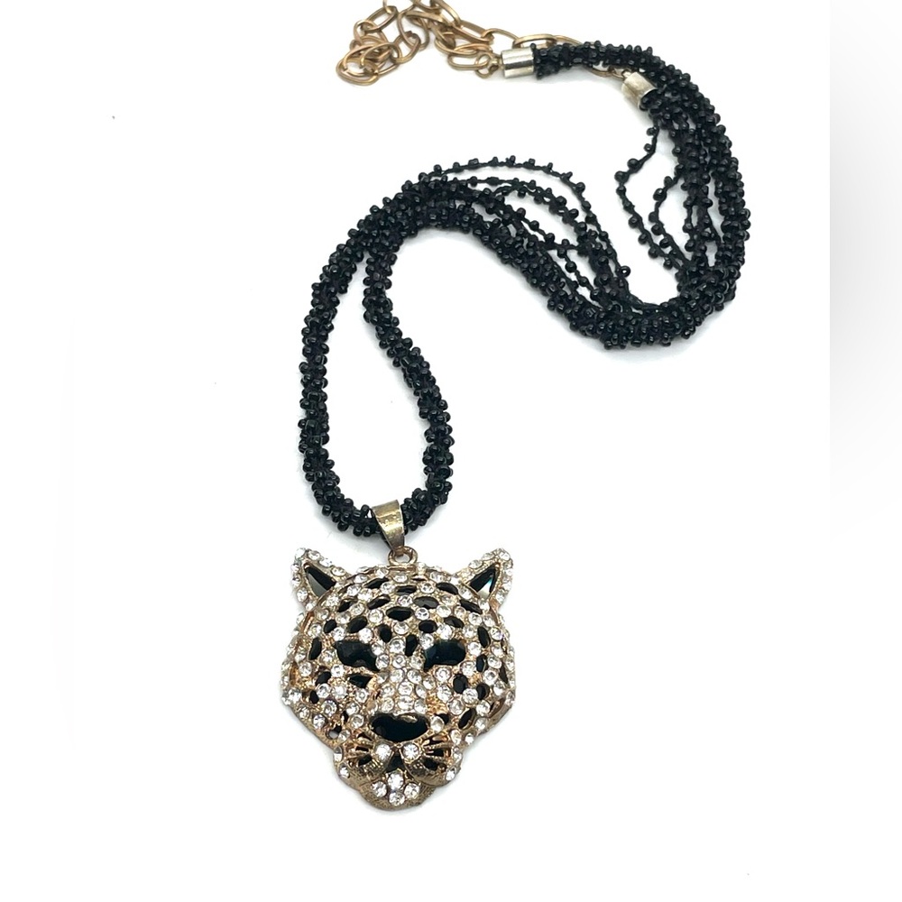 Glitzy Rhinestone Jaguar Necklace